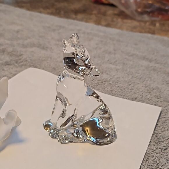 VTG Lenox 1994 Frosted & Clear Crystal Wolves Figurine Set – Howling & Resting - Picture 6 of 11